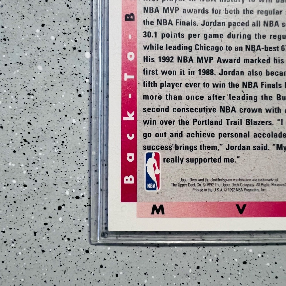 1992-93 Upper Deck Michael Jordan 67 MVP B - Near Mintđź’Ž - Picture 10 of 10